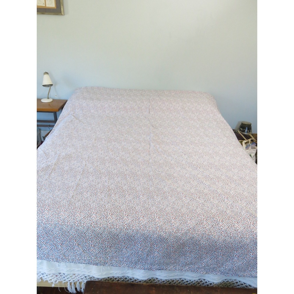 Annie Selke C3 Twin Duvet Cover 100% Cotton Red Blue Navy Dot Print White